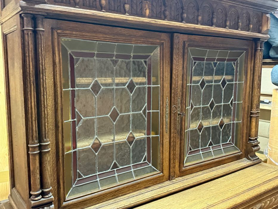 Eklektyczny kredens z Francji | Komoda + witryna witraże DOWÓZ