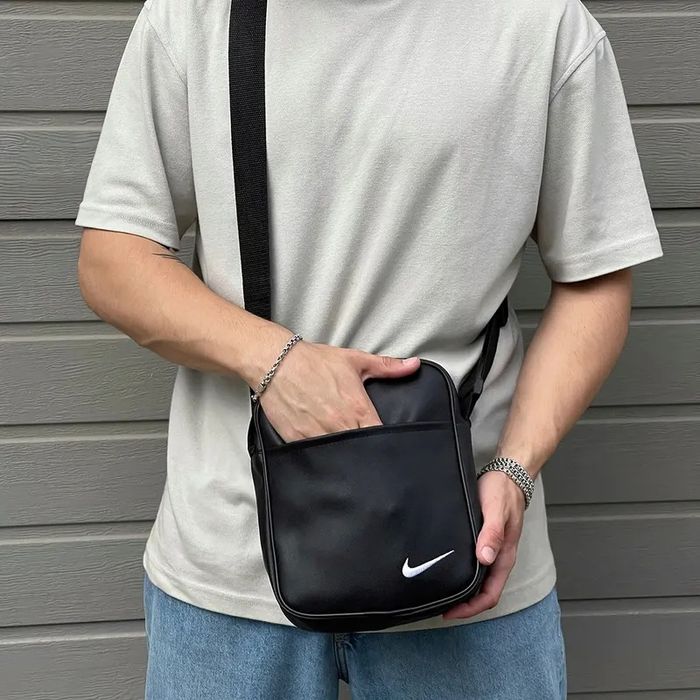 Сумка барсетка мужская черная эко кожа найк