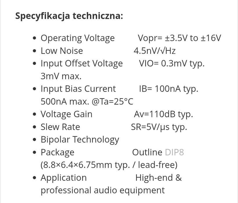 MUSES 8820 OpAmp Wzmacniacz Operacyjny