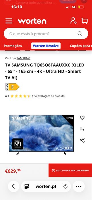 Tv samsung 65 polegadas Qled