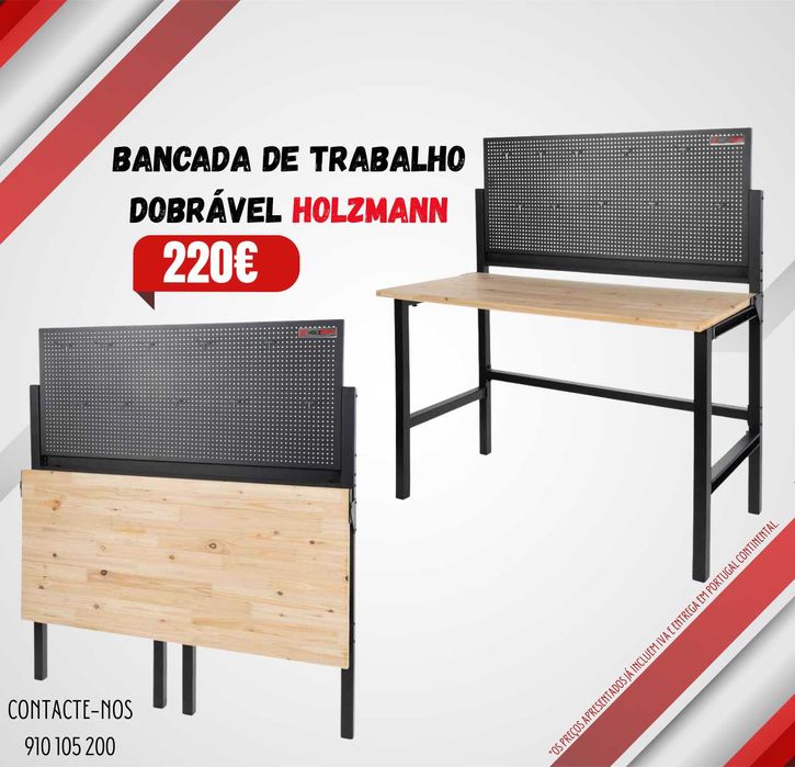 Bancada Mesa de Trabalho Dobrável 1215x646mm c/ painel perfurado JL20