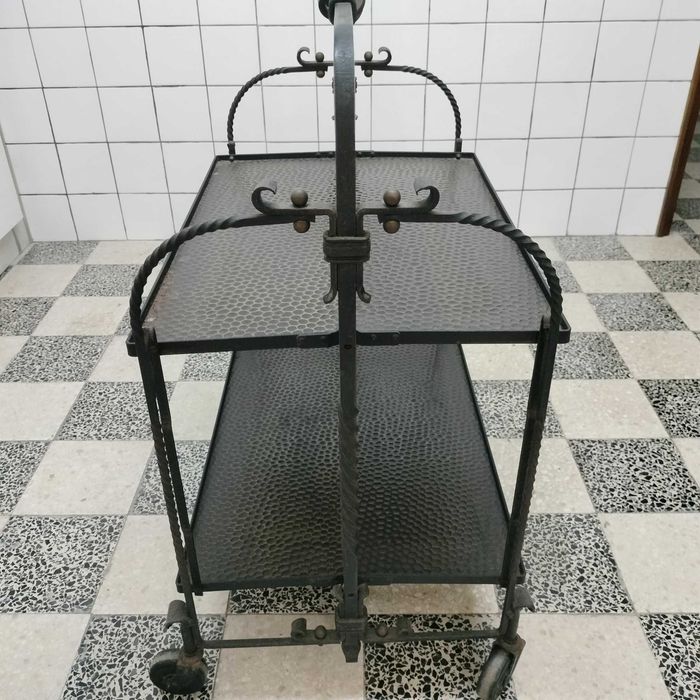 Carrinho de Servir Rustico Cozinha/Sala em Ferro - Dobrável - 4 Rodas