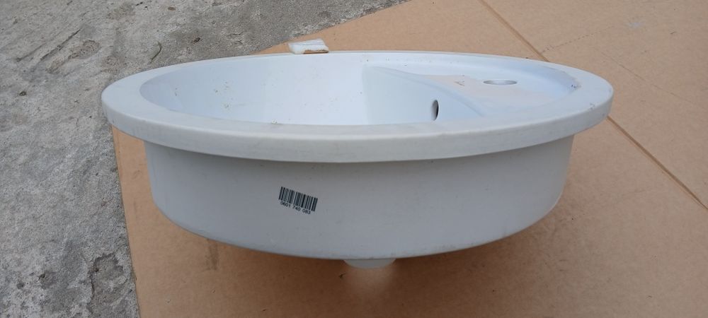 Zlew ceramiczny umywalka nablatowa wpuszczana okrągła