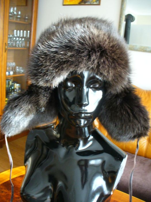 %_MARCO GIANOTTI_czapka_papacha_uszatka_pilotka_LIS+skóra nat.-brązowa