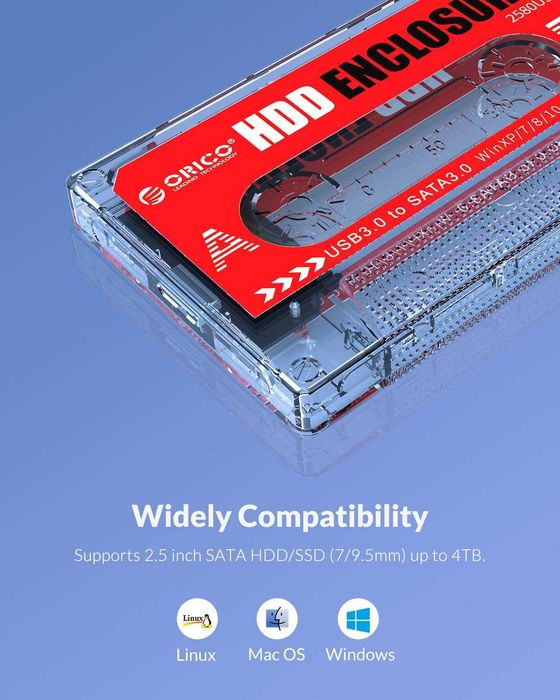USB External Case K7 Nostalgic Cassette 2.5 HDD/SSD SATA up to 6 TB NEW64586204269570123