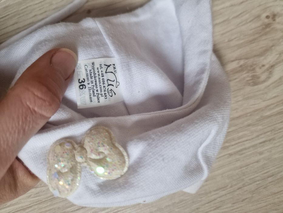 Czapka niemowlęca biała wiosenna 36