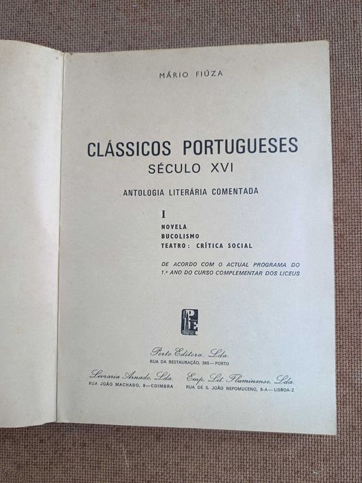 Livro "Clássicos Portugueses" do Sé. XVI