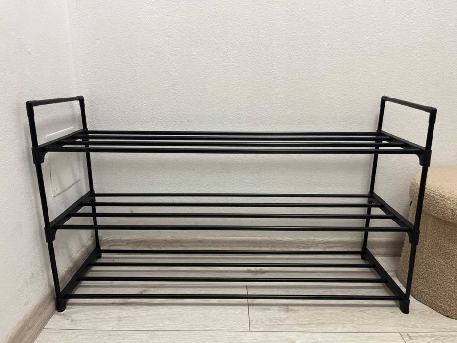 Stojak Na Buty Regał 3 Poziomy Czarny SZAFKA NOWY Organizer SOLIDNY