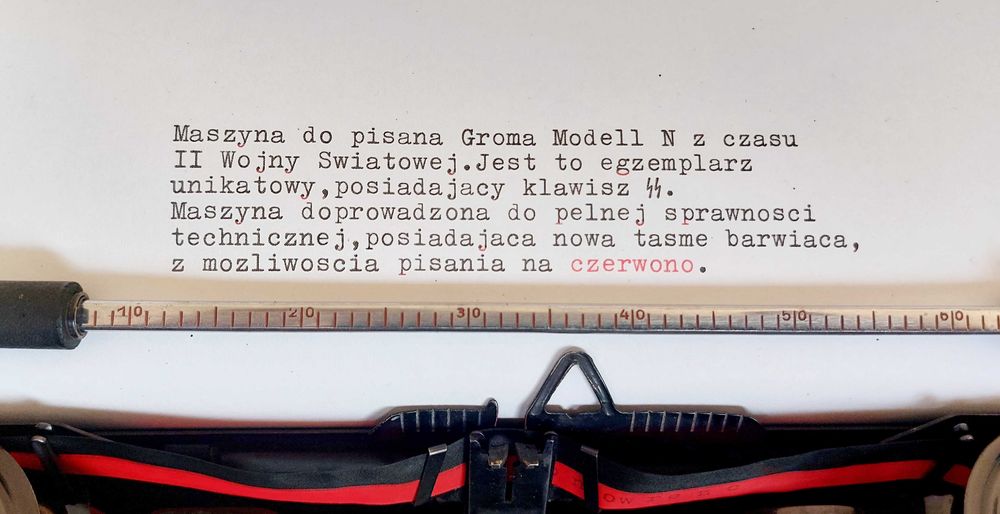 Maszyna do pisania z runą SS - IIWŚ,unikat, w pełni sprawna.