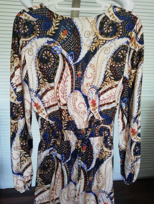 Sukienka maxi Top Secret 36 S motyw wzór rozporki wesele komunia impre