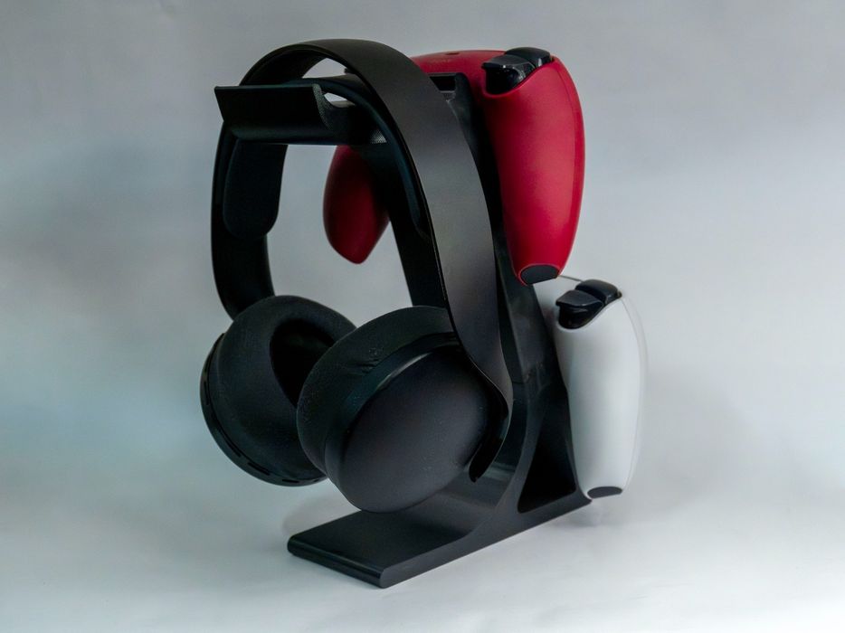 Suporte Gaming 3 em 1 – Headset + 2 Comandos (PS5 / Universal)