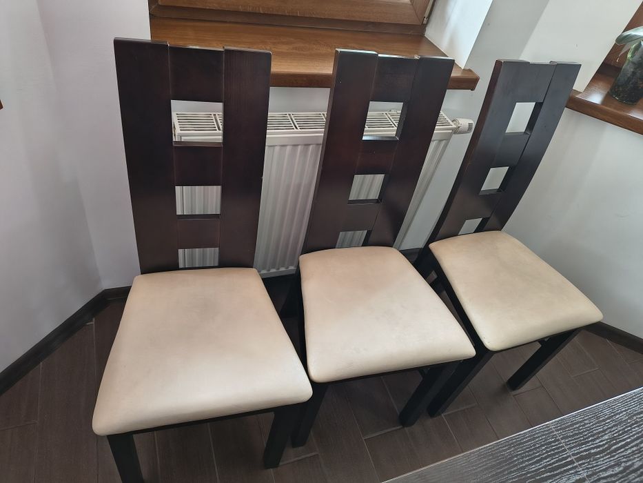 Stół 90x180(260) i 8 krzeseł brąz