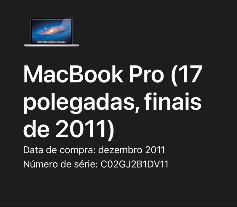 Mackbock pro 17  i7 8GB late 11