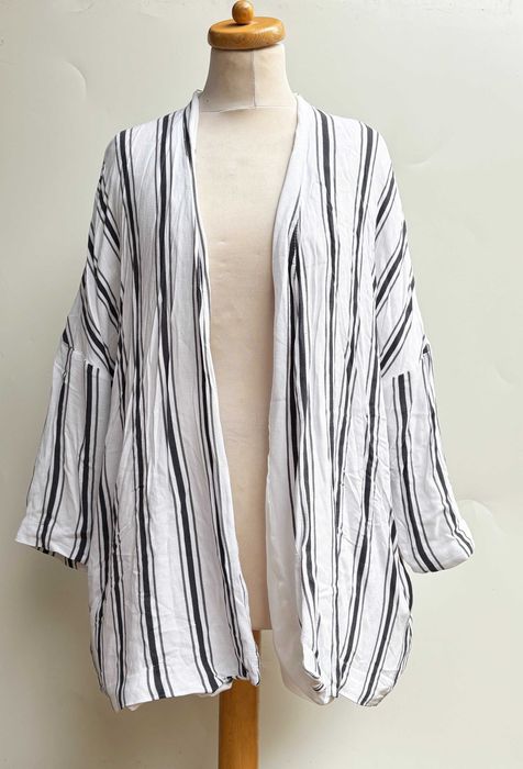 Narzutka Kimono Białe H&M XL 42 Paski Paseczki Marynarskie