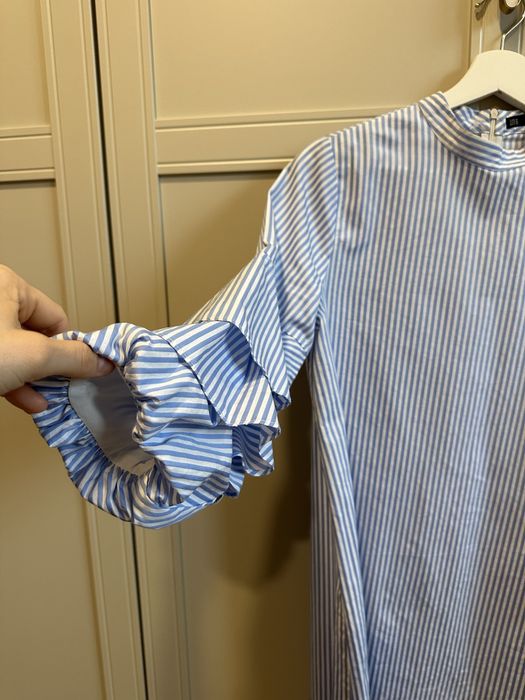 Sukienka mini Zara M paski niebieskie