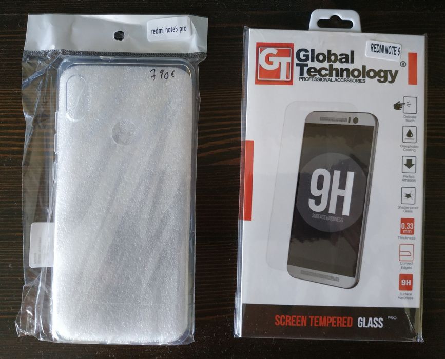 Vidro Temperado e capa para Xiaomi Redmi Note 5 (Preços unitários)