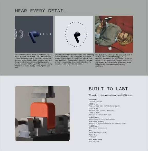 Нові бездротові TWS навушники CMF by Nothing Buds 2 Plus Light Grey