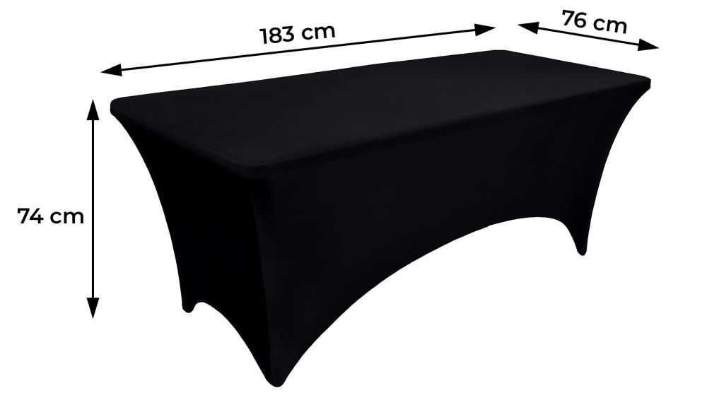 Obrus uniwersalny pokrowiec na stół cateringowy 180 cm 6FT czarny el