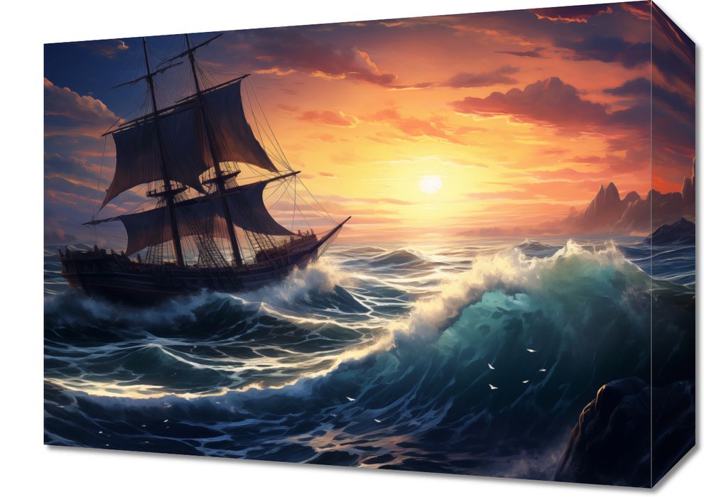 Obraz 40x30cm Wzburzone Fale Oceanicznej Przeprawy