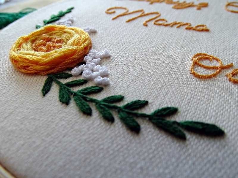 Haft ręczny róże - Prezent na Dzień Matki Ojca,  Dzień dziadków babci