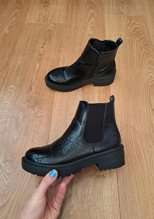 Черные женские демисезонные ботинки челси полуботинки ботильоны