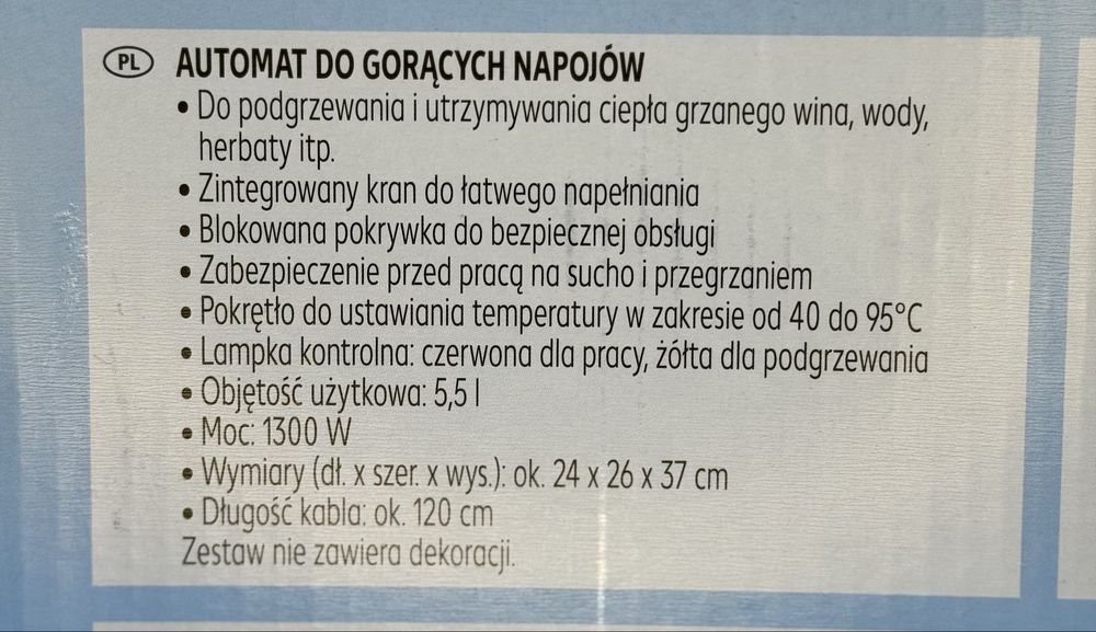 Warnik do napojów, wody 5,5L | 1300W | stal nierdzewna | NOWY