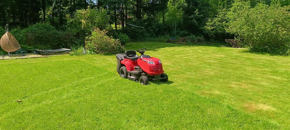 Koszenie trawy. Prace ogrodowe przycinanie , wycinka ,rebak gałęziowy