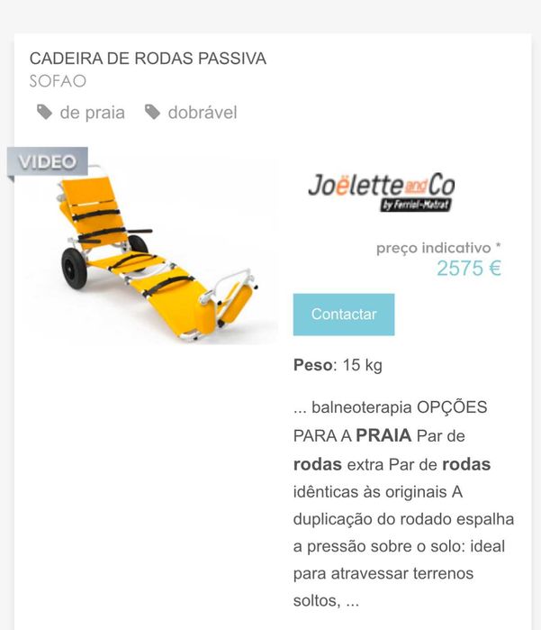 Vendo Cadeira de rodas aquática.