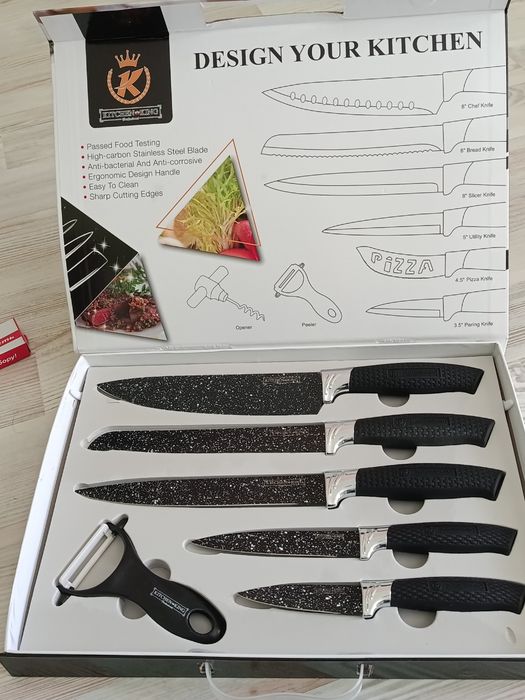 Набір кухонних ножів Kitchen King 6в1 + Магнітна рейка у подарунок