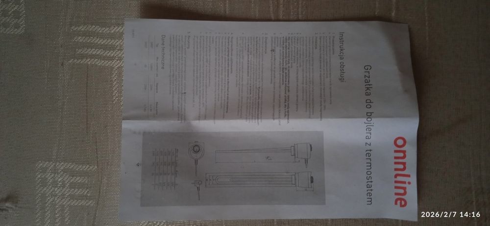Onnline PROFESSIONAL Grzałka do bojlera z termostatem