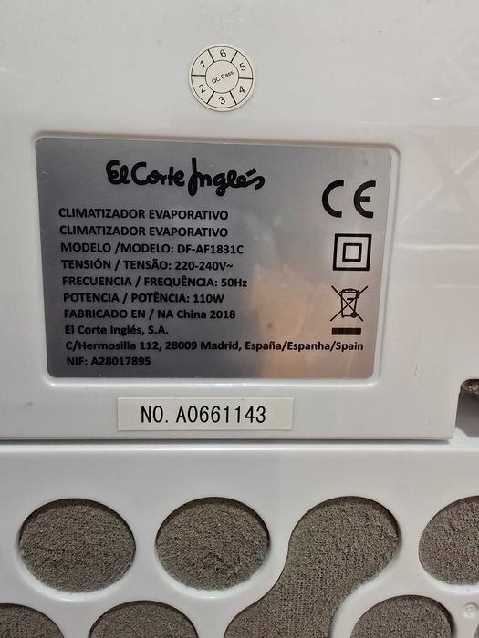 Climatizador evaporativo El Corte Ingles (portátil)