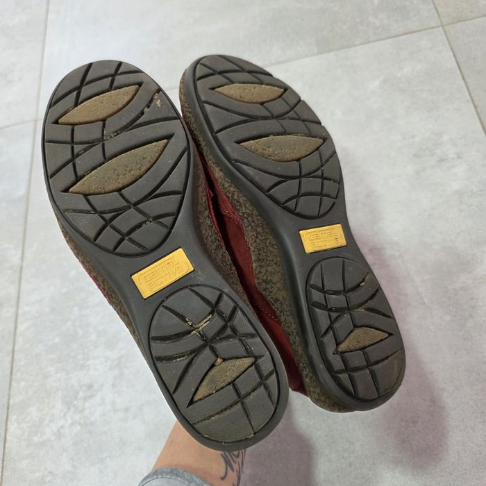 Camel Active wiązane skórzane botki bordo