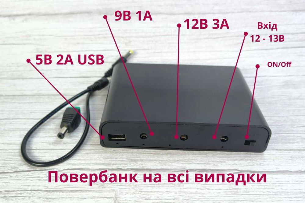 Повербанк 5 9 12 вольт для роутера mini ups 21000мАч powerbank
