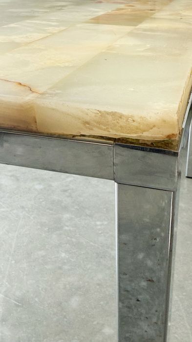 Designerski stolik onyks + chrom, lata 70-te