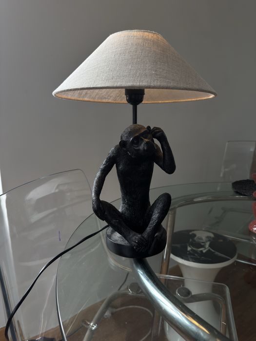 Candeiero com abajur de linho novo