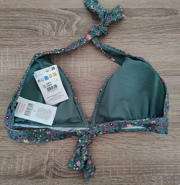 Top Biquíni Up verde com flores "NOVO"