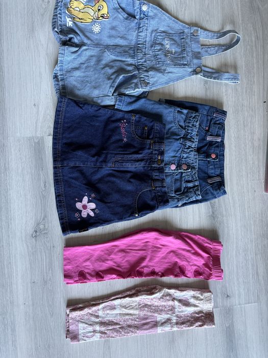 Zestaw jeans spodenki spodniczka ogrodniczki 122/128