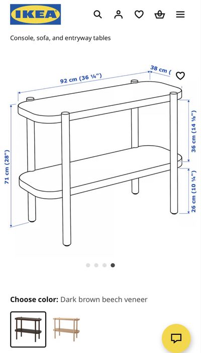 Consola / mesa de apoio castanha IKEA