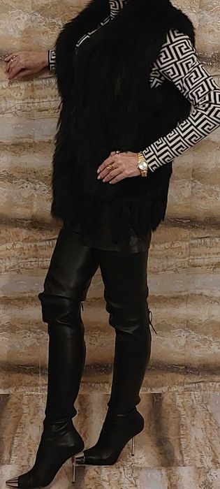 Piękna kamizela połaczenie lisa naturalnego z futrem z króliczka