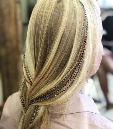 Piórka do włosów 5 szt kogucie zestaw przedłużanie włosów Balmain