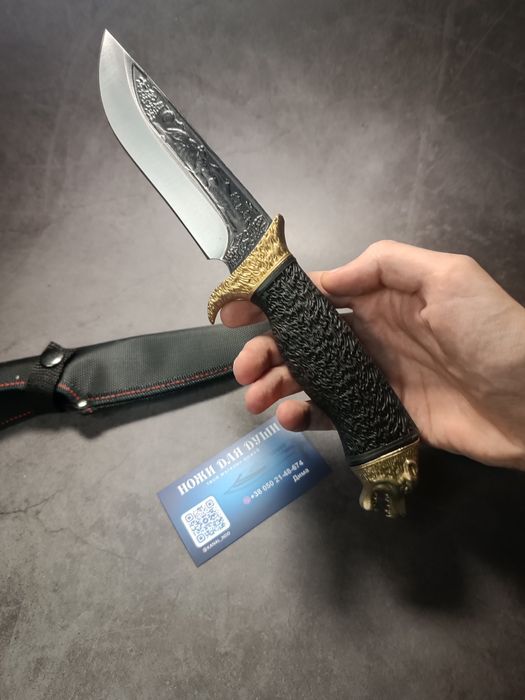 Эксклюзивный охотничий нож "Волк" в золоте