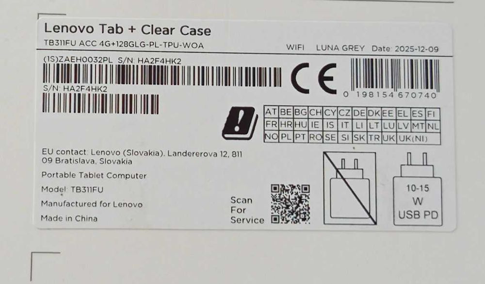 Tablet Lenovo tb311fu acc 4g 128glg