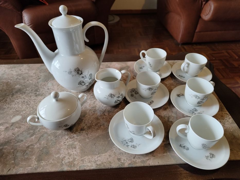 Conjunto chá / café branco floral