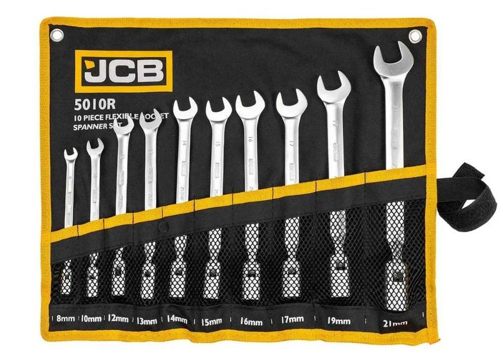 Набір ріжково-шарнірних ключів 10 пр. в чохлі (8-21 мм) JCB Tools JCB-5010R