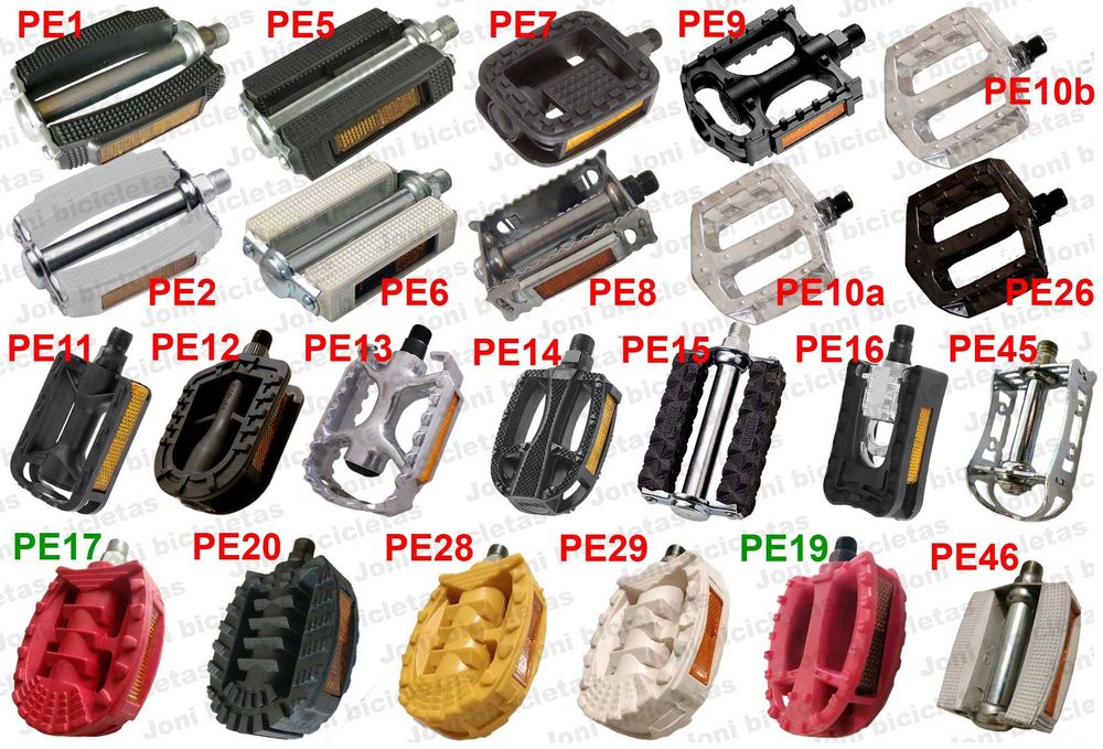 Pedais, pneus, bomba, selim, corrente, punhos e buzina de bicicleta