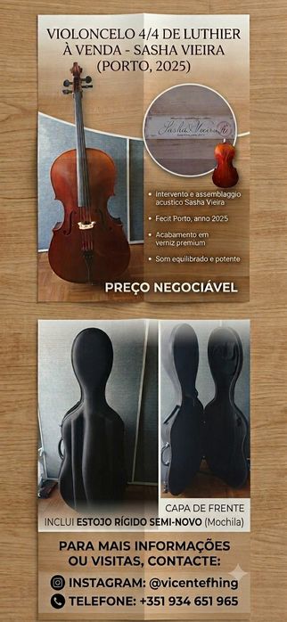 Violoncelo(Sasha&Vieira)+ Capa semirrígida