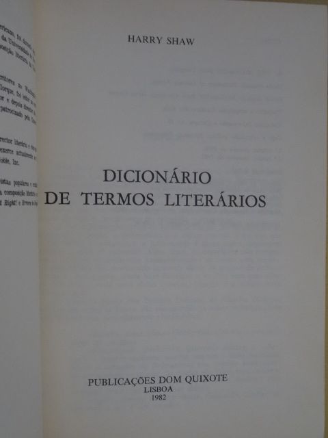 Dicionário de Termos Literários de Harry Shaw