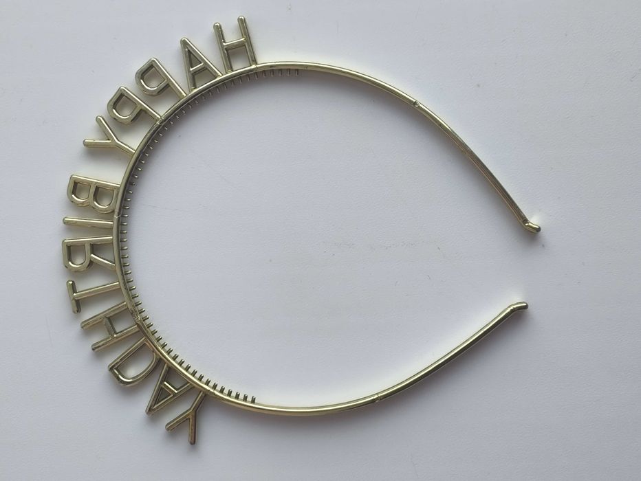 Золотий обруч для волосся "Happy Birthday"/ з Днем народження