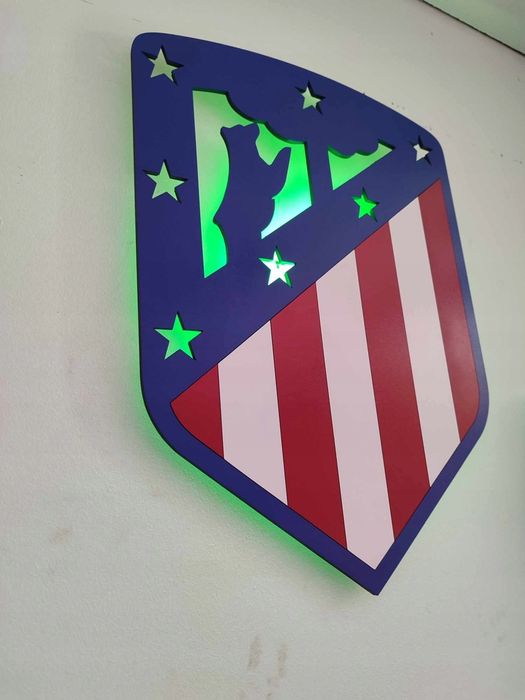 herb ATLETICO MADRYT lampka nocna na ścianę LED RGB PILOT