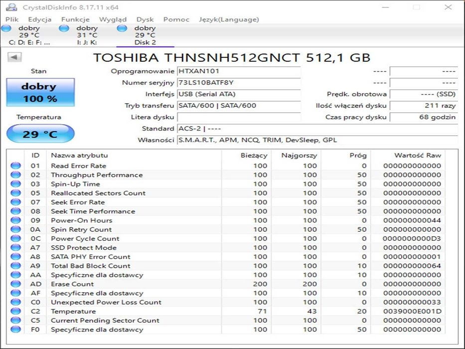 SSD mSata 512GB TosHiba